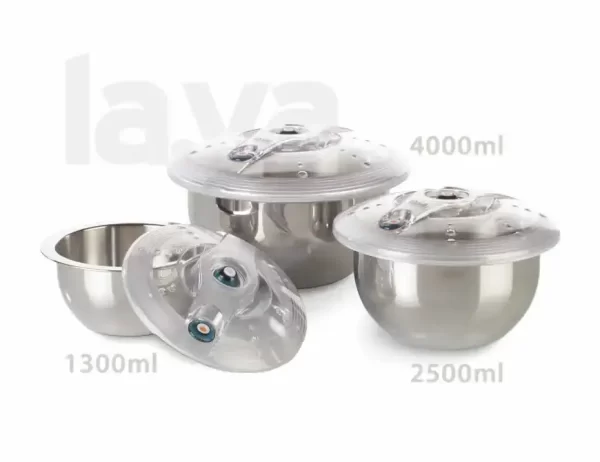 LAVA 3-Piece ES-Line Stainless Steel Vacuum Container Set - Complete Professional Storage System
