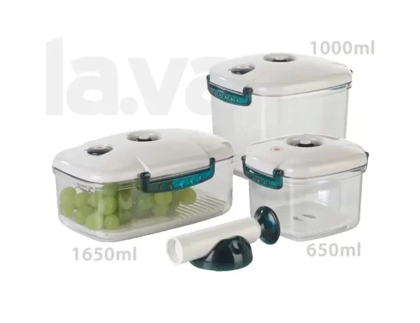 LAVA 4-Piece Acrylic Vacuum Container Set - Complete Food Preservation System