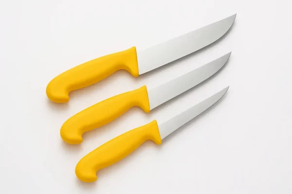 professional butchers knife set 3 piece yellow handle
