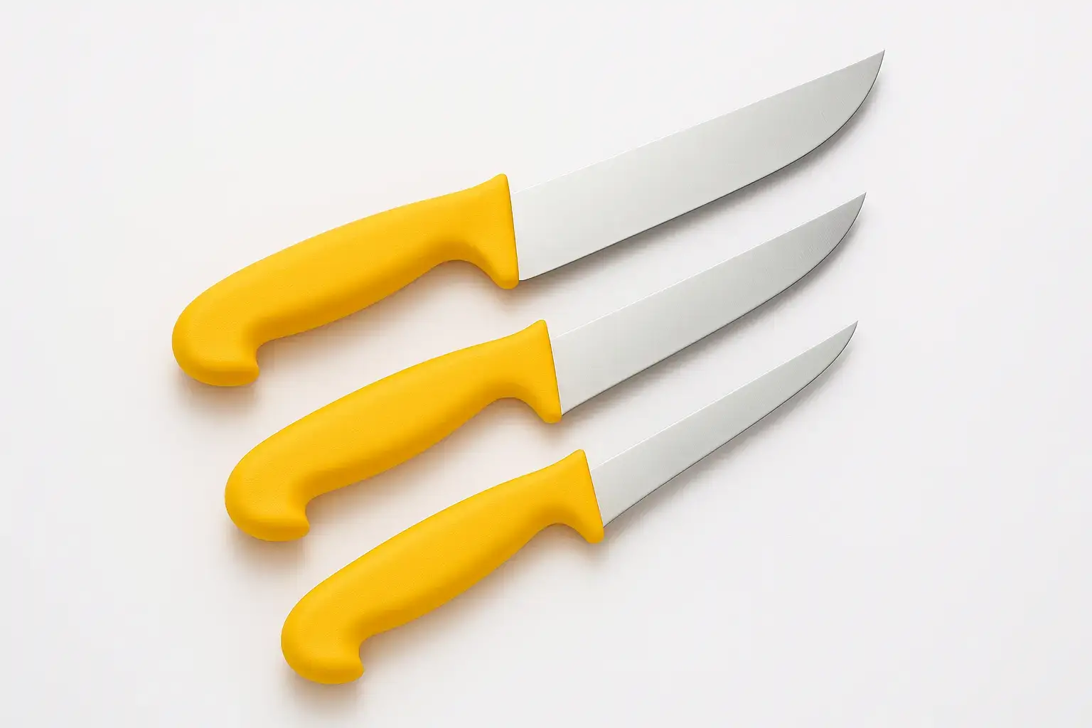 professional butchers knife set 3 piece yellow handle