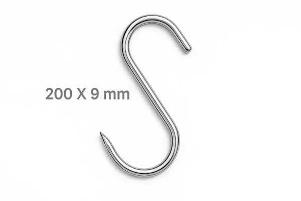 professional stainless steel s hooks 200x9mm 125kg capacity