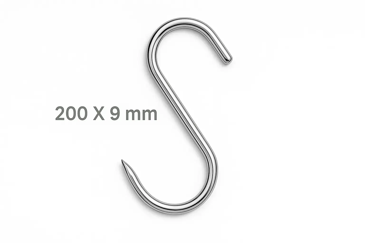 professional stainless steel s hooks 200x9mm 125kg capacity